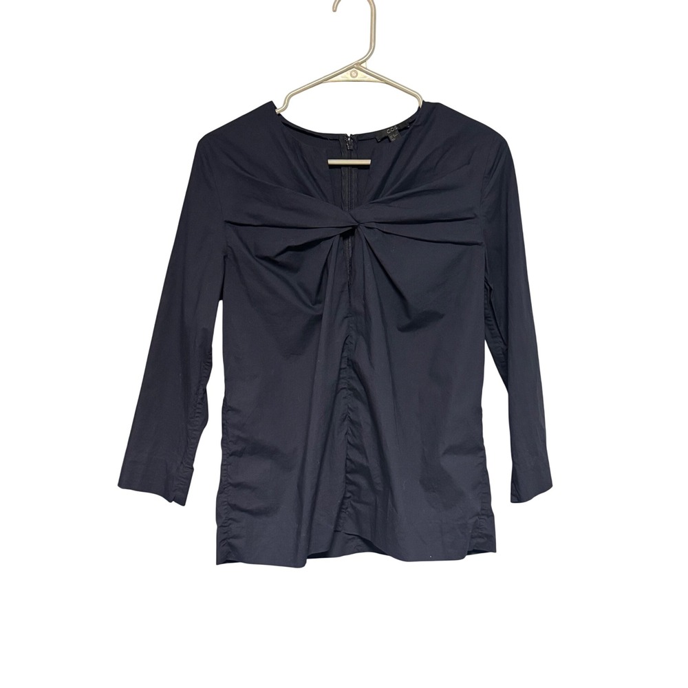 COS Collection of Style Navy‎ Blue Twist Front 3/4 Sleeve Top Size US 2 EUR 34